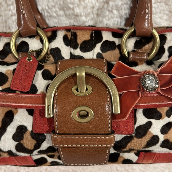 COACH VERY RARE VINTAGE Ocelot Calf Hair Leopard Print Satchel - Picture 2 of 8